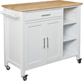 SEI Furniture - Martinville Kitchen Cart - White - Engineered Wood & Iron Metal - Transitional Design - Ideal for Kitchens, Kitchen Islands, Dining Rooms, 42' W x 19' D x 35' H (KA3277)