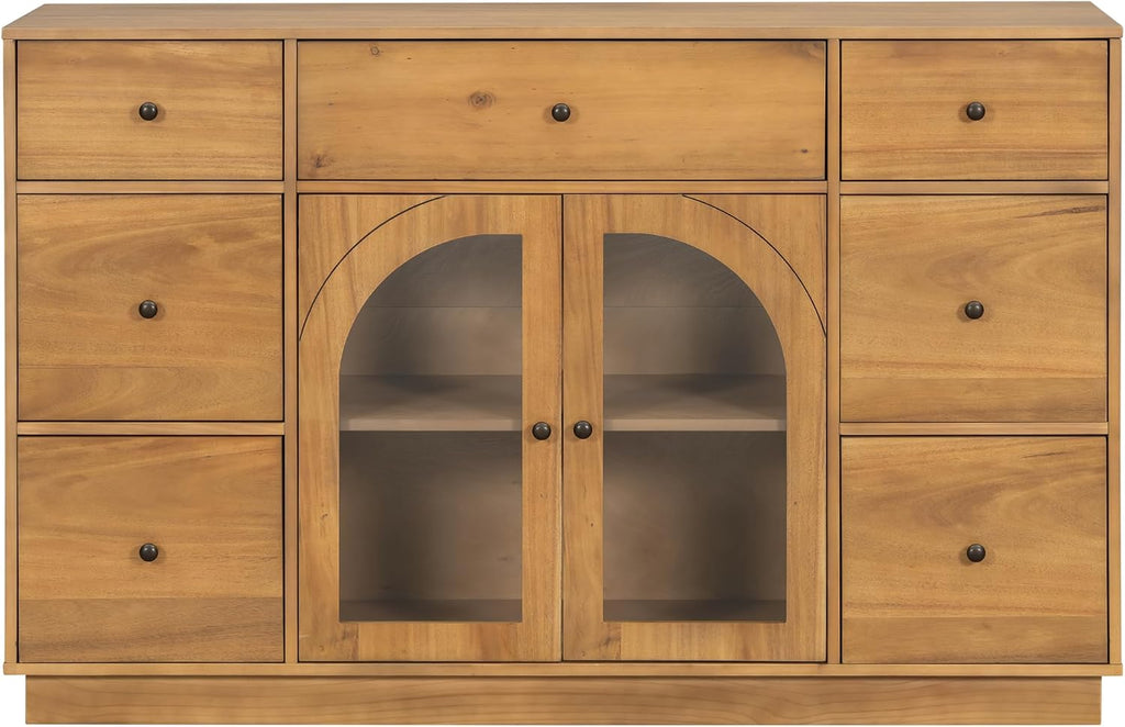 Christopher Knight Home Mia Modern Storage Cabinet with Doors and Drawers, Wooden Sideboard Cabinet with Adjustable Shelf, Freestanding Buffet Cabinet with Storage for Dining Room, Natural