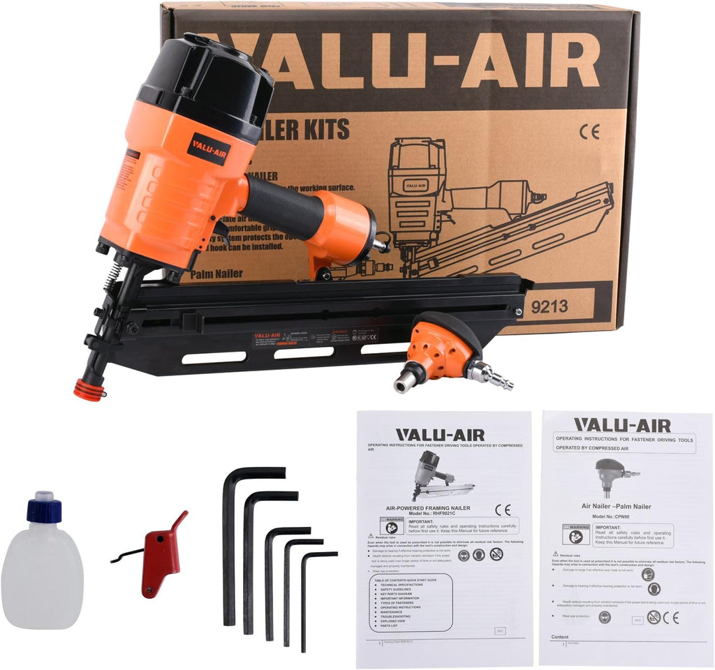 Valu-Air RHF9021C-PN 21 Degree Full Round Head Framing Nailer 3-1/2' with Palm Nailer
