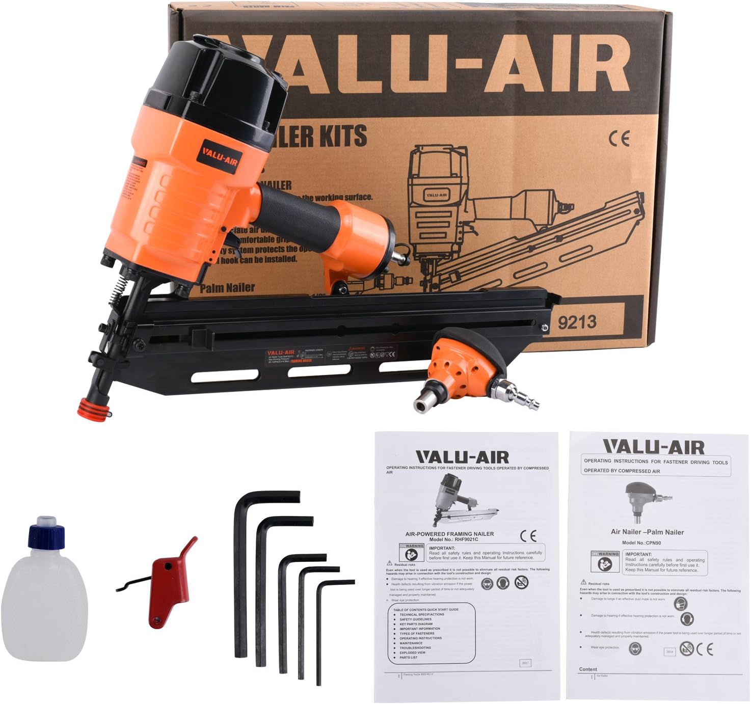 Valu-Air RHF9021C-PN 21 Degree Full Round Head Framing Nailer 3-1/2' with Palm Nailer