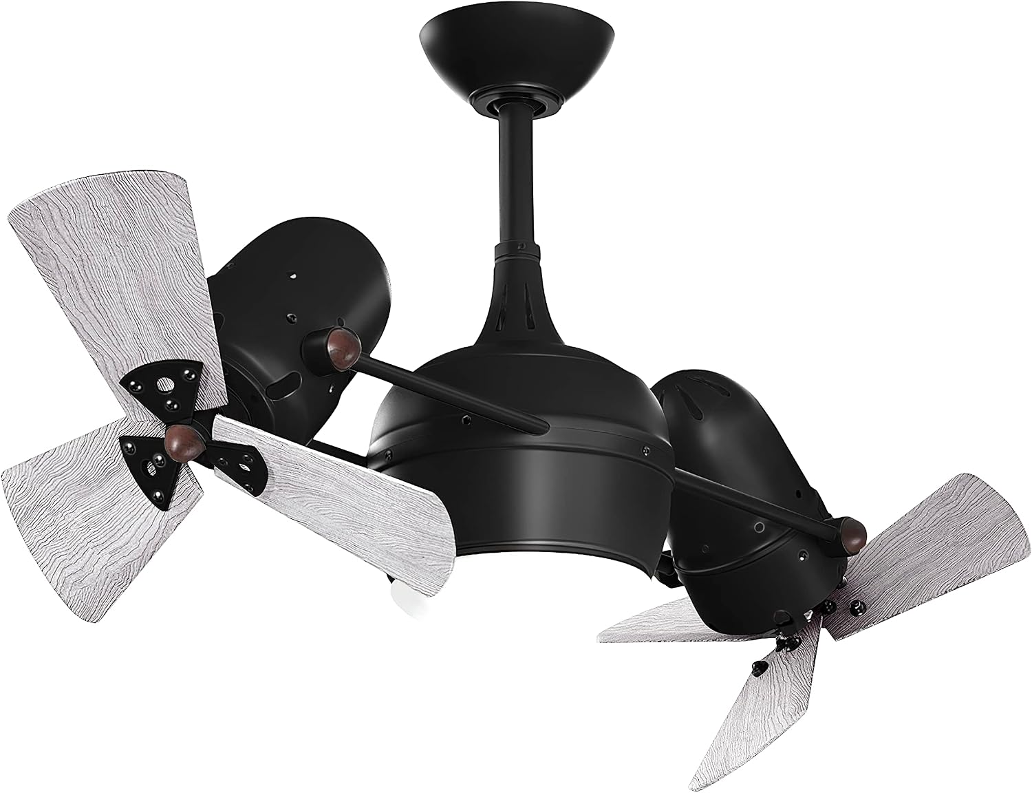 Matthews DGLK-BK-WDBW Dagny LK Damp Rated 41' Dual Motor 360° Rotational LED Ceiling Fan with Light & Remote, Solid Wood Blades, Matte Black with Barn Wood Tone