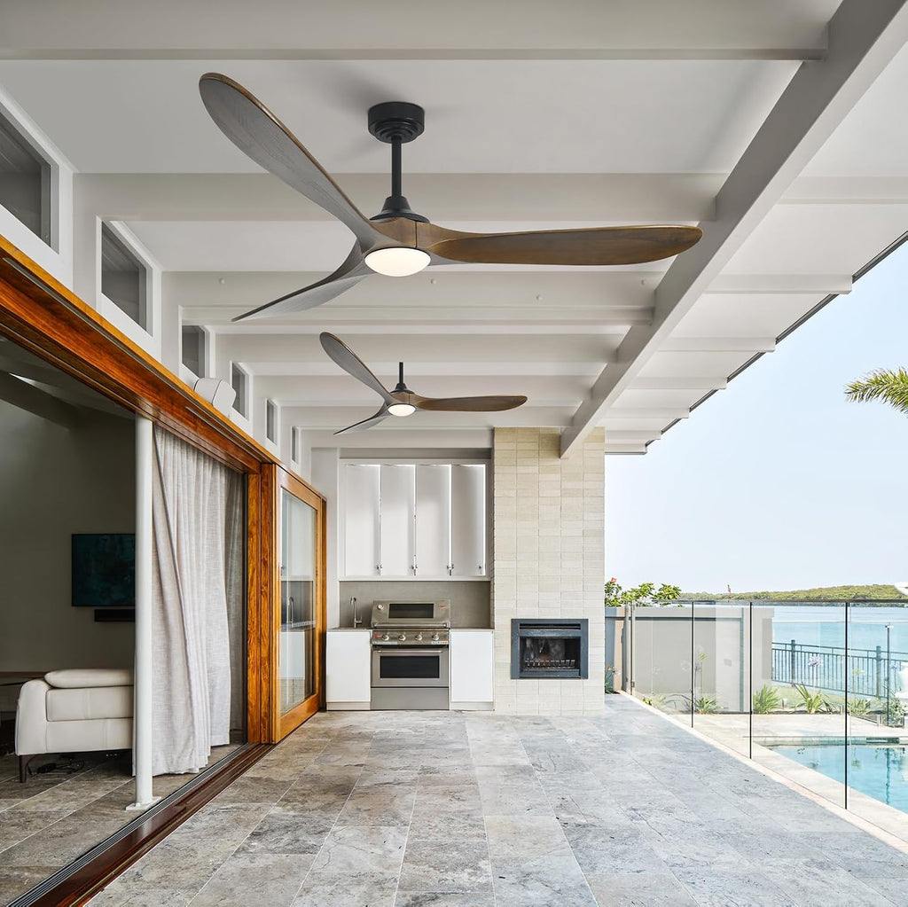 Ceiling Fan with Lights, 72'' Solid Wood Indoor/Outdoor Ceiling Fan with Quiet Reversible DC Motor, Compatible with Alexa/Google/App, 3CCT Dimmable, 6 Speeds Bronze Outdoor Fan for Patio Porch