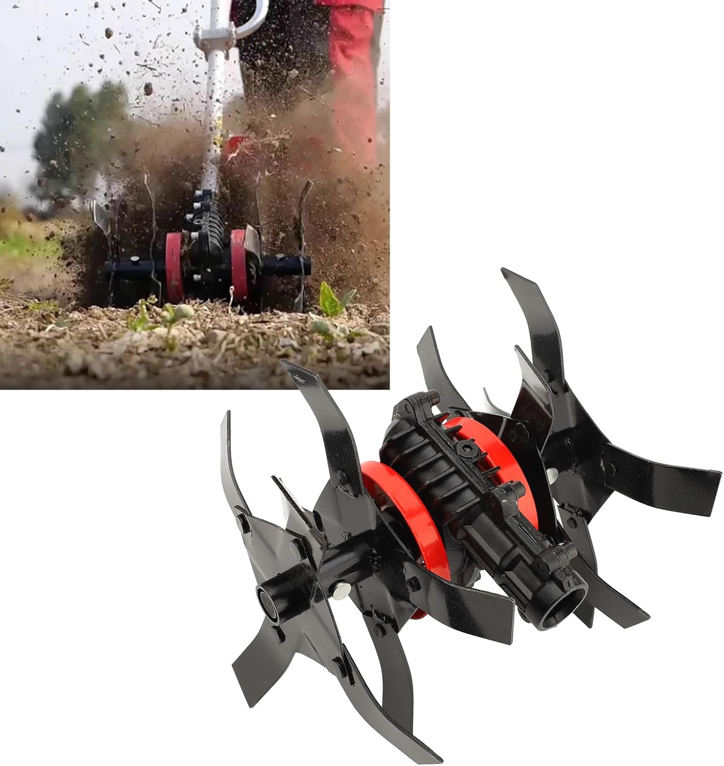 Diydeg Electric Tiller, 28mm 9 Teeth Cultivator Wheel Soil Tiller, Soil Digger and Soil Loosener for Gardening Bed and Plant Box, Garden Cultivator for Lawn, Farm