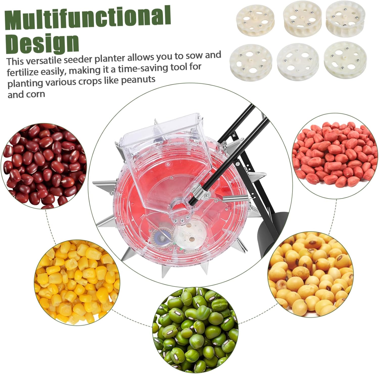 VANZACK Hand-Push and Fertilizing Roller Multi-Functional Manual Gardening Tool for Precision Sowing and Efficient Growth