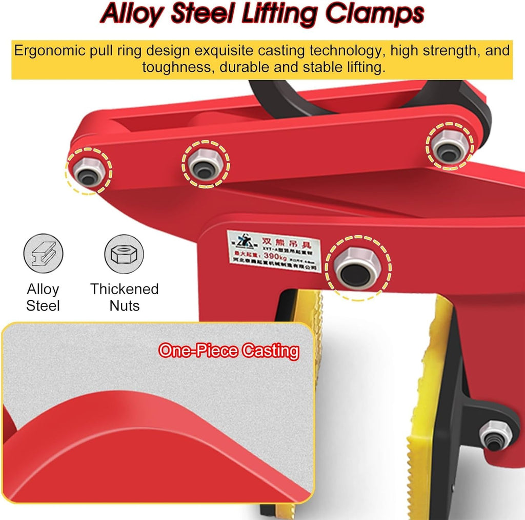 Scissor Lifter Tool Sheet Steel Lifting Clamp, for High Load-Bearing Sheet Steellifting - 705lbs 860lbs 1102lbs Capacity, Red High Visibility Hoisting Clamp(Opening 6-12 cm/2.4-4.7 in)