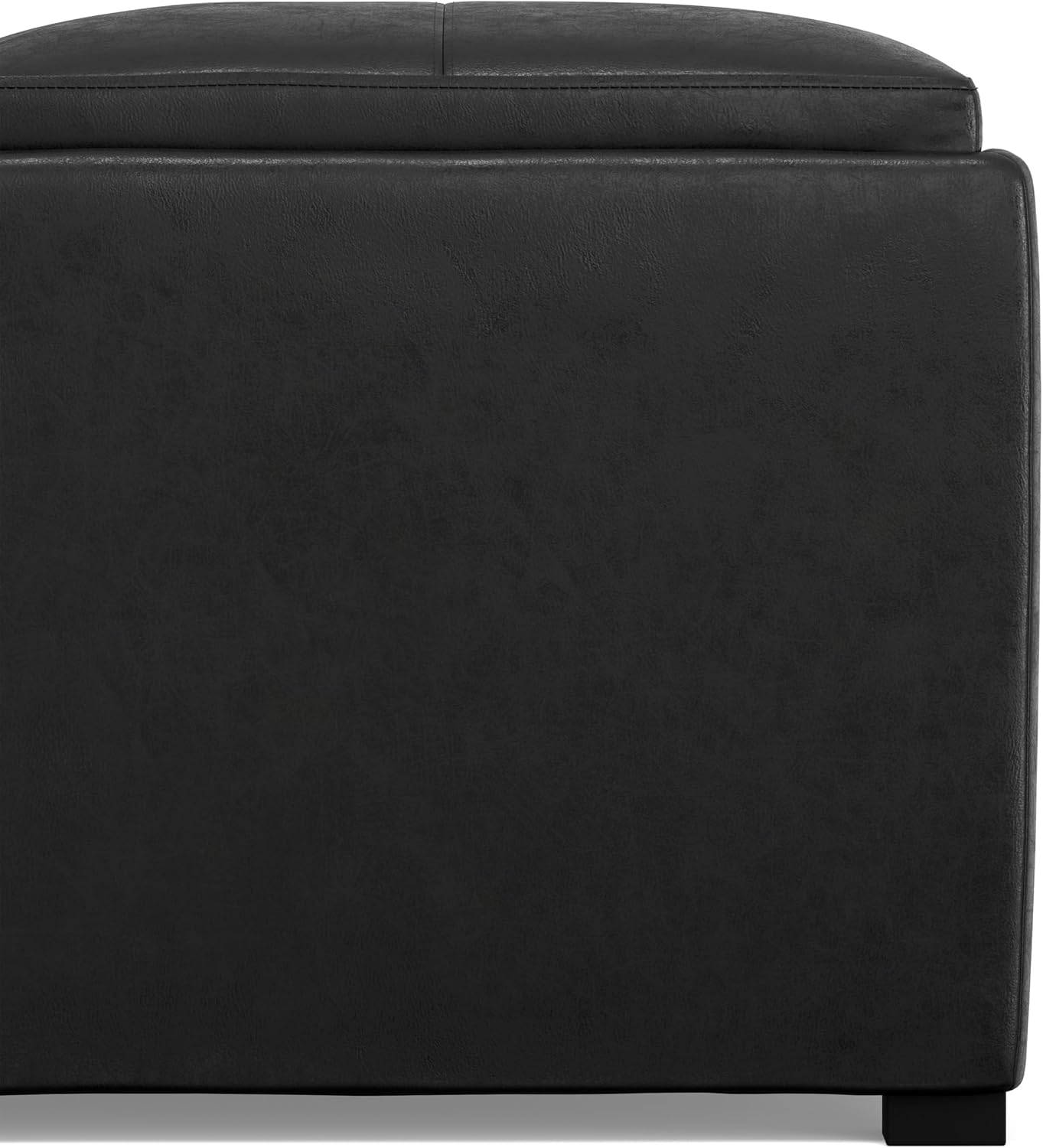 SIMPLIHOME Avalon Wide Contemporary Square Coffee Table Storage Ottoman, Distressed Black, Table Ottoman