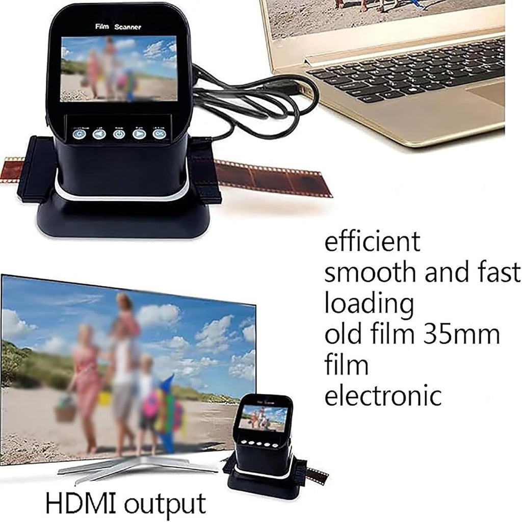 Digital Film Scanner, with 4.3'' LCD Screen, Converts 35mm, 135, 126, 127 Films/Slides/Negatives to JPEG Digital Photos, Supports Image Preview, Playback, and Editing Functions