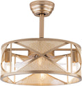Caged Fandelier Ceiling Fan with Light, with Remote Control & 6 Speed Regulation, Farmhouse Rustic Bladeless Chandelier Retro Lighting Fixture Bedroom, Living Room, Dining Room, Kitchen, Commercial