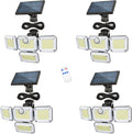 Solar Outdoor Lights with Motion Sensor,Solar Powered 4 Heads Security Lights,333 LED Flood Light 270° Wide Angle Flood Wall Lights with 3 Modes for Garden Patio Yard,IP65 Waterproof (4)