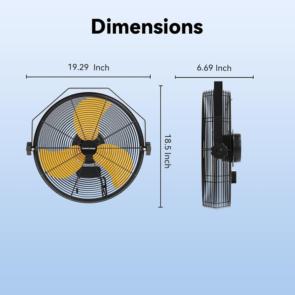 2PCS 14 Inch Wall Fan Pro Series - Waterproof Motor High Velocity Wall Mount Fans for Commercial, Residential, Warehouse, Covered Patio, Shop, Garage, Barn 3 Speed 3000 CFM UL Safety Listed