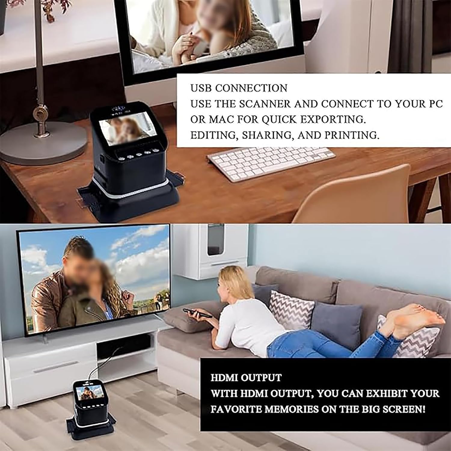 Film Scanner,Film & Slide Scanner, 22MP Film Scanner Digital Slide Scanner with Large 4.3' Display & HDMI
