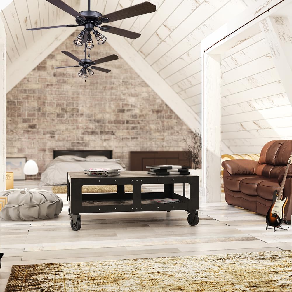 CANARM CF52OTT5GPH Otto 52' Ceiling Fan with 5 Rev Blades Silver Oak/Walnut 3 Light