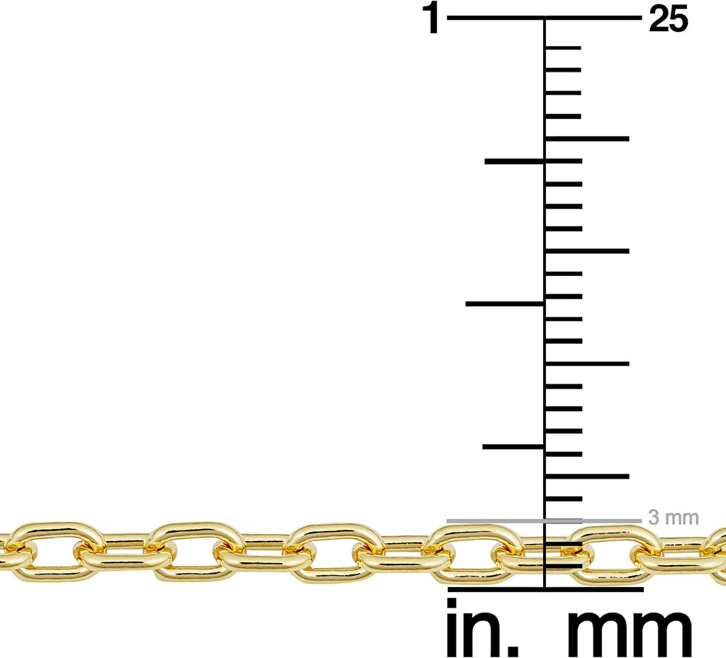 14k Yellow Gold Filled 3 mm Parallel Cable Link Chain Necklace for Women (16, 18, 20, 24 or 30 inch)