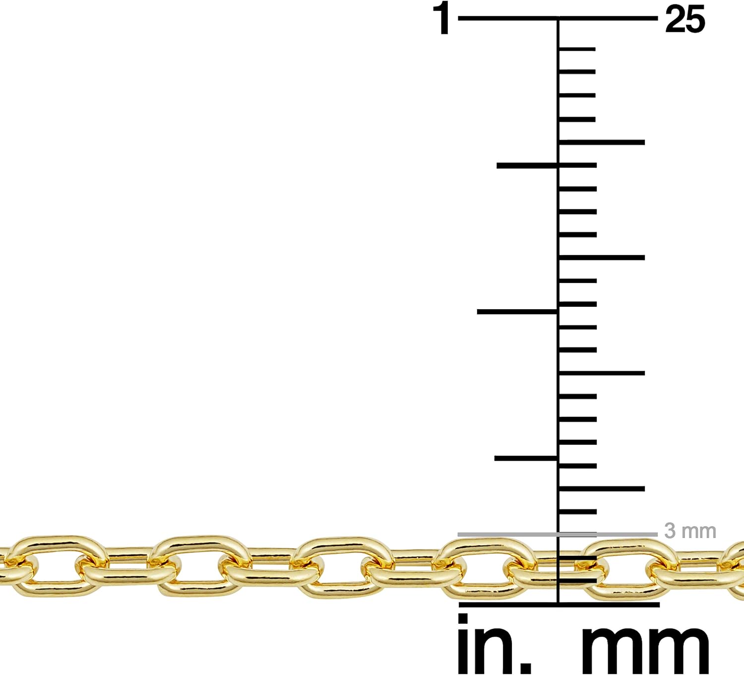 14k Yellow Gold Filled 3 mm Parallel Cable Link Chain Necklace for Women (16, 18, 20, 24 or 30 inch)