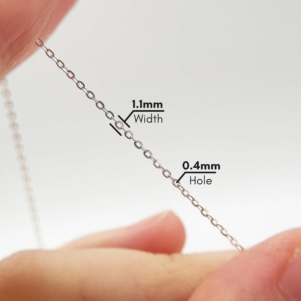 Gryrigns 20Feet 1.1mm 925 Sterling Silver Flat Cable Chain Link Bulk for DIY Craft Jewelry Making (7.92 Grams)