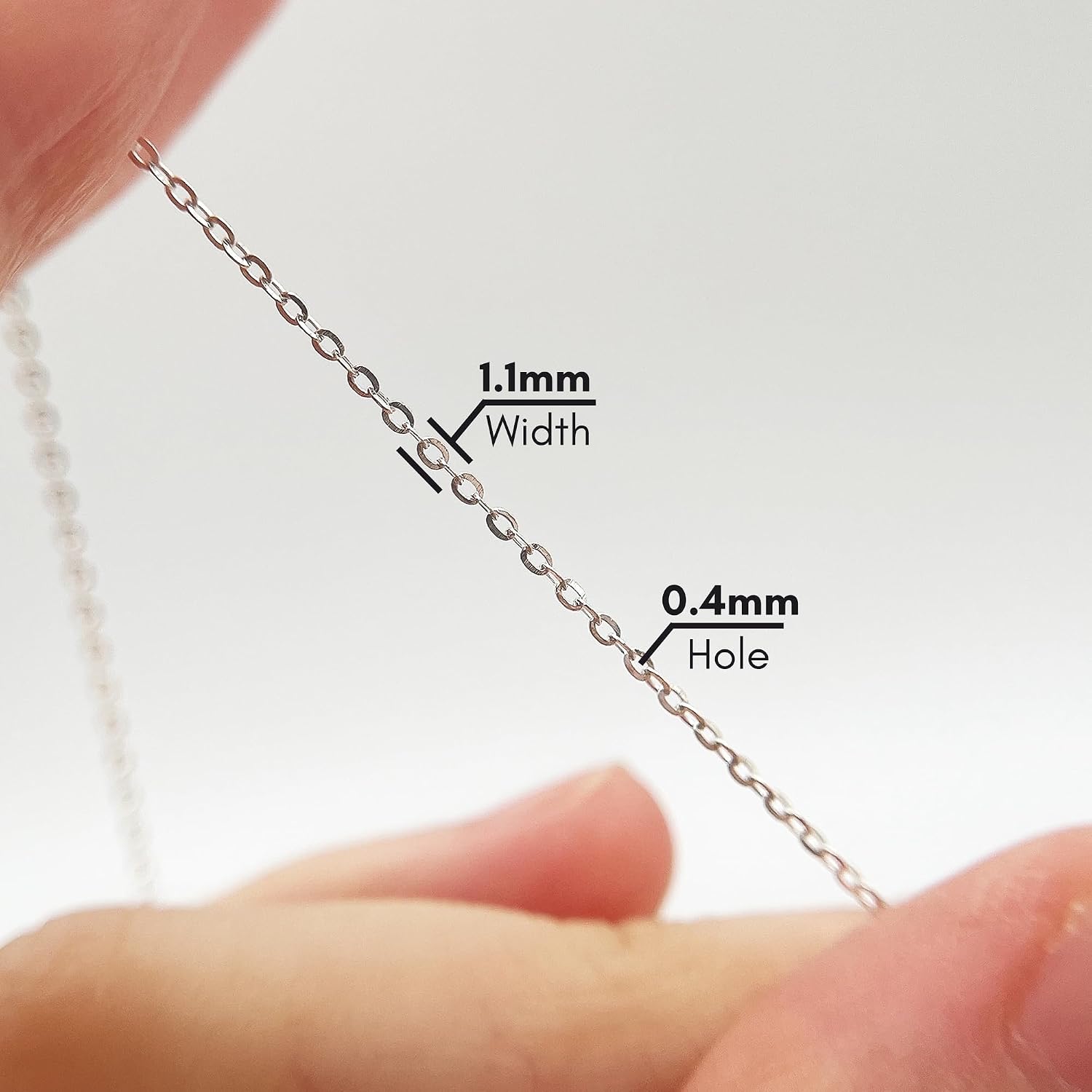 Gryrigns 20Feet 1.1mm 925 Sterling Silver Flat Cable Chain Link Bulk for DIY Craft Jewelry Making (7.92 Grams)