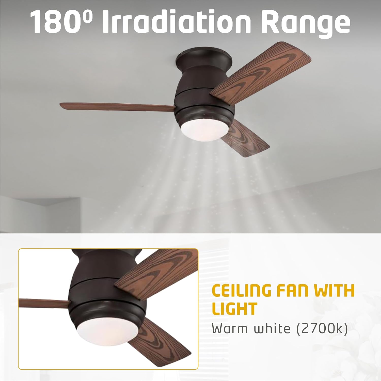 Ciata 44-inch Ceiling Fans with Lights – Smart Ceiling Fan for Bedroom/Living Room – Advanced Ceiling Fan with Remote Compatible with Alexa/Google Home – Wi-Fi Fans for Home – Black Bronze Finish