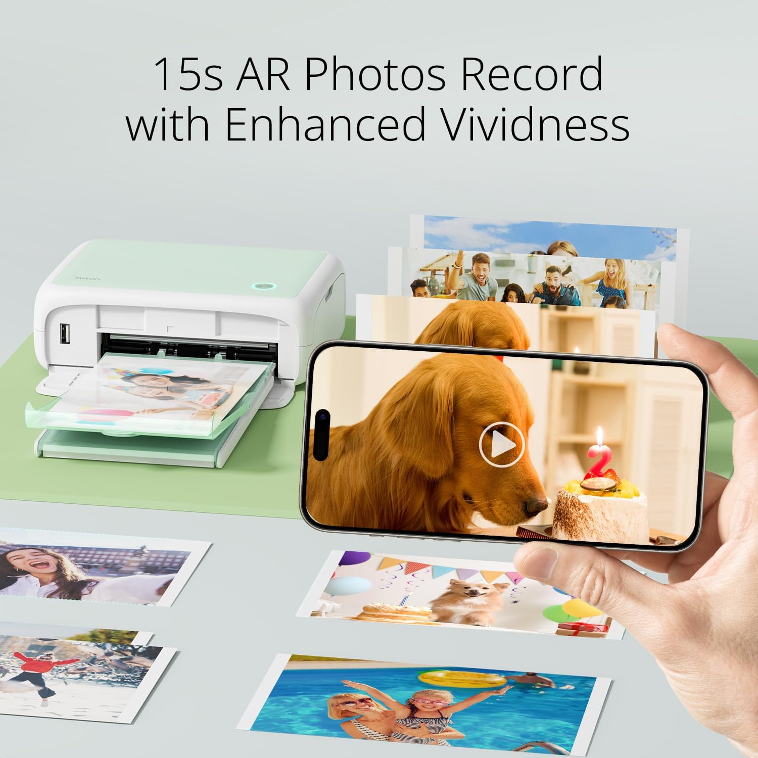 YOTON Photo Printer with 108 Sheets (6'x4') & 2 Ink Ribbon, Support AR Video Printing, WiFi Connection, Portable Photo Printer for iPhone/Android/Laptop