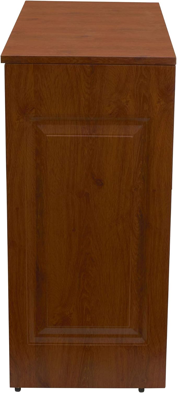 Household Essentials Steel Frame Tilt-Out Hamper Cabinet with Faux Wood Accents