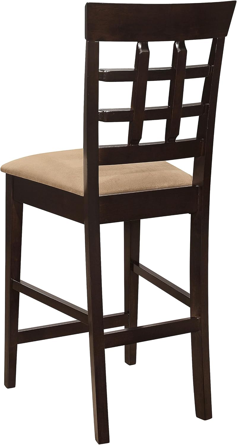 Coaster Home Furnishings - Gabriel - 5-Piece Counter Height Dining Set - Square Wood Table with Storage & 4 Upholstered Lattice-Back Chairs - Dining Room & Kitchen - Cappuccino - 100438-S5