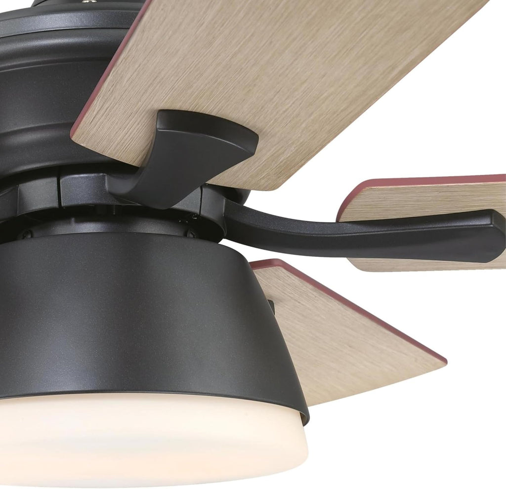 Westinghouse Lighting Nevada Traditional Indoor/Outdoor Ceiling Fan, LED Light Fixture with Opal Frosted Glass, Remote Control, 42 Inch, Iron Finish