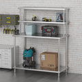 Garvee 48 in x24 in Stainless Steel Table with Shelves, Commercial Kitchen Prep Table with 2 Tier Overshelf, Heavy Duty Metal Worktable for Home Kitchen Restaurant Garage Warehouse