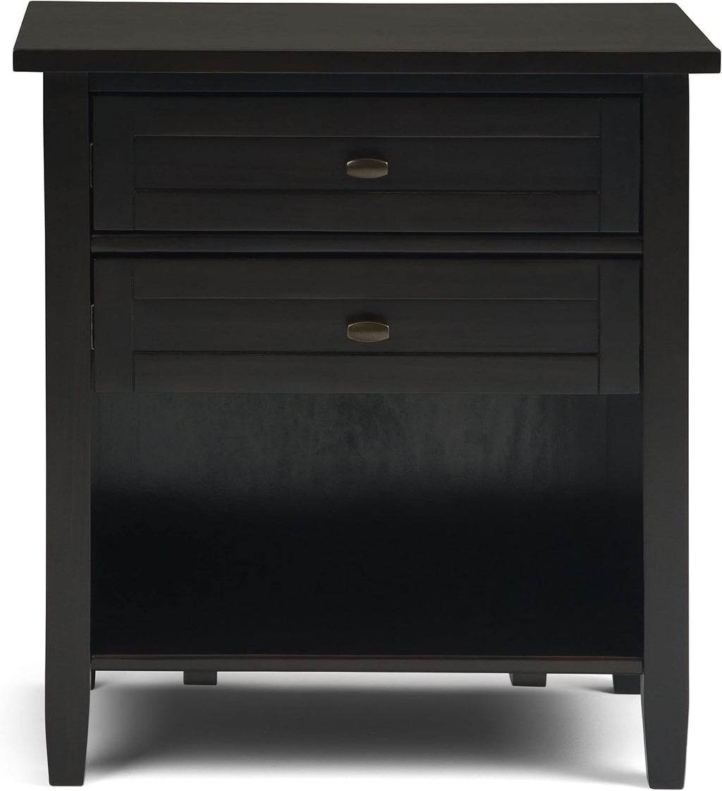 SIMPLIHOME Warm Shaker Solid Wood 24 inch Wide Transitional-Style Bedside Nightstand Tables in Hickory Brown for the Living Room and Bedroom (Set of 2)
