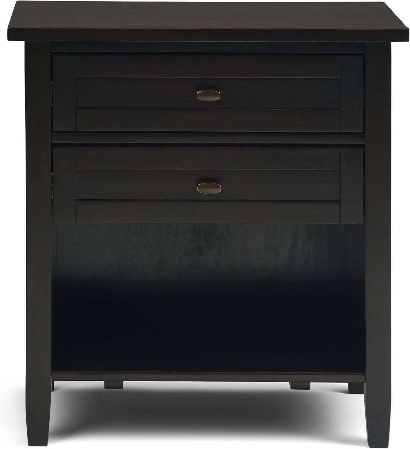 SIMPLIHOME Warm Shaker Solid Wood 24 inch Wide Transitional-Style Bedside Nightstand Tables in Hickory Brown for the Living Room and Bedroom (Set of 2)