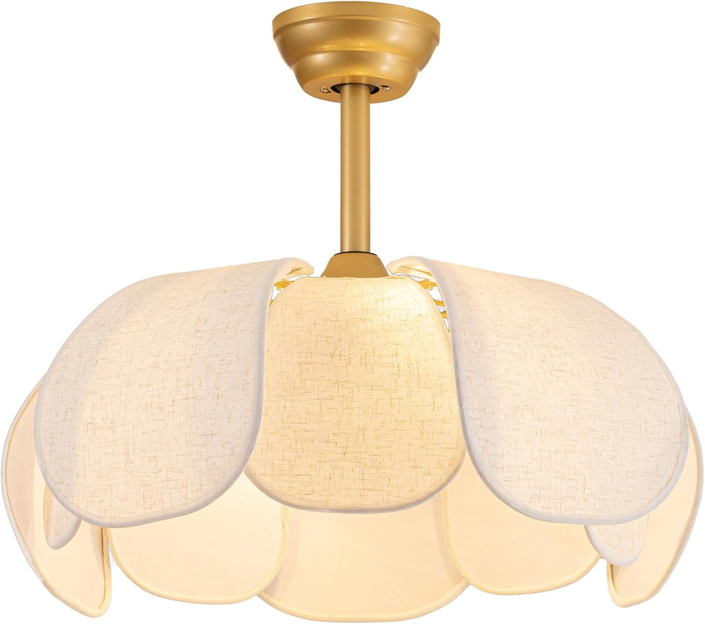 Boho Ceiling Fans with Lights,Flower Chandelier Ceiling Fan with Light and Remote Control，Rattan Coastal Fandelier for Bedroom, Living Room,Foyer(26 Inch,6 Speed, Timing Adjustable Height)