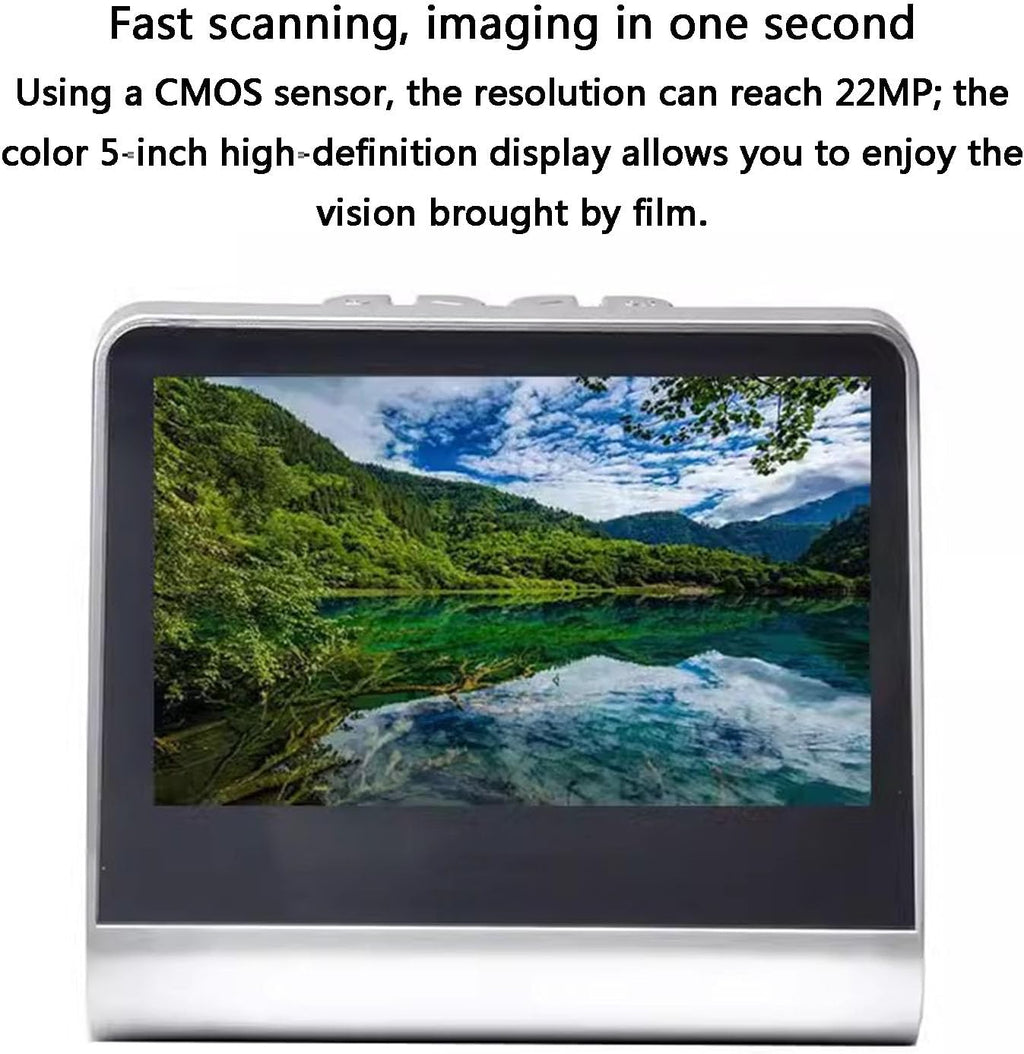 All-in-One Digital Film Scanner, 22 MP Film & Slide Scanner, with 5 Inch LCD Screen, Built-in 16GB Memory, Converts