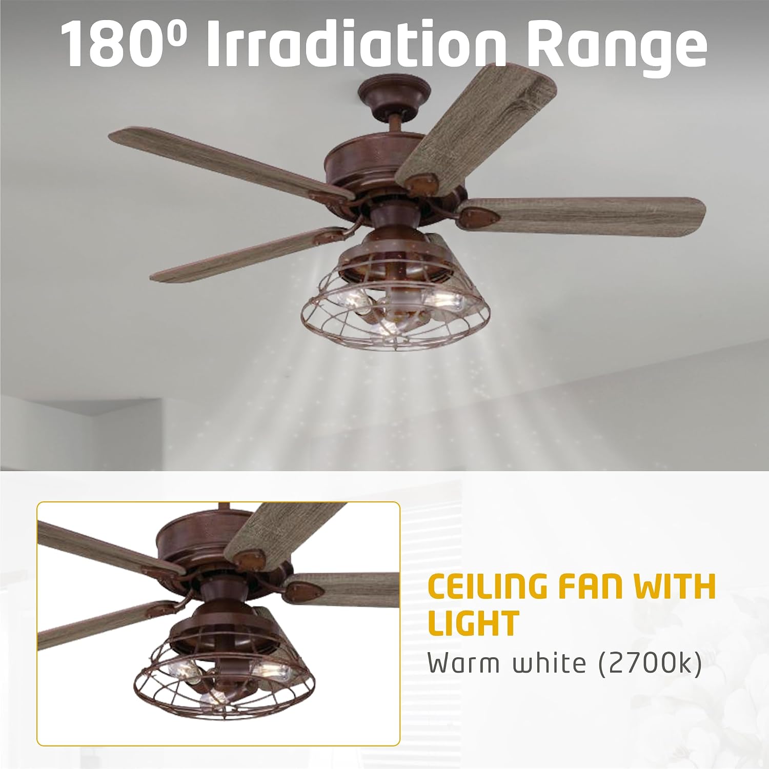 Ciata 48-inch Ceiling Fans with Lights – Smart Ceiling Fan for Bedroom/Living Room – Advanced Ceiling Fan with Remote Compatible with Alexa/Google Home – Wi-Fi Fans for Home – Barnwood Finish