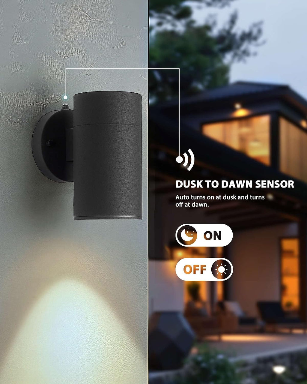 Ken & Ricky Dusk to Dawn Wall Lights, Matte Black Outdoor Porch Light, Modern Outdoor Wall Sconce with Tempered Glass Cover for Porch Garage Patio Doorway Entryway -4 Pack