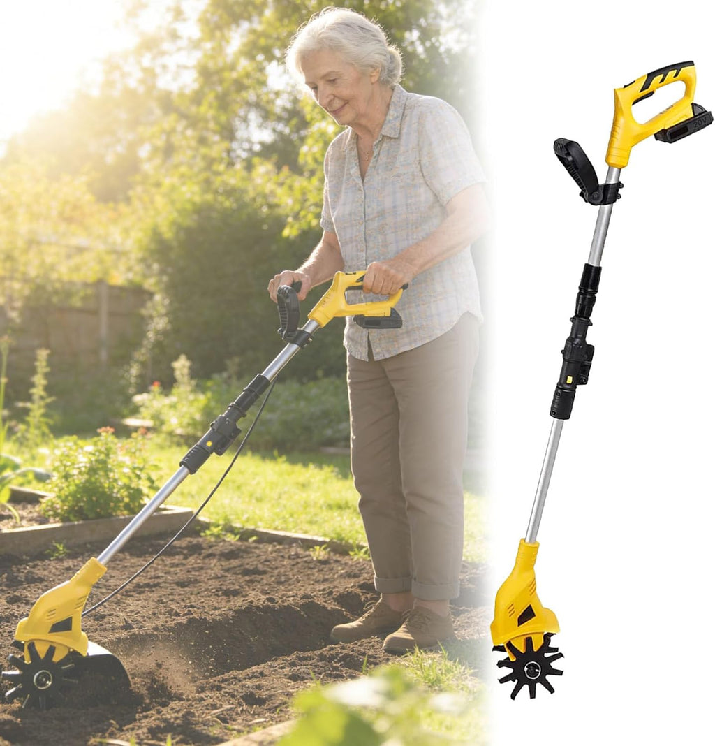 Handheld Electric Garden Tilling Tool 250 RPM Electric Rototiller for Gardening,4' Wide Cultivation, Battery Included for Gardening Farm Soil Cultivation 1Battery