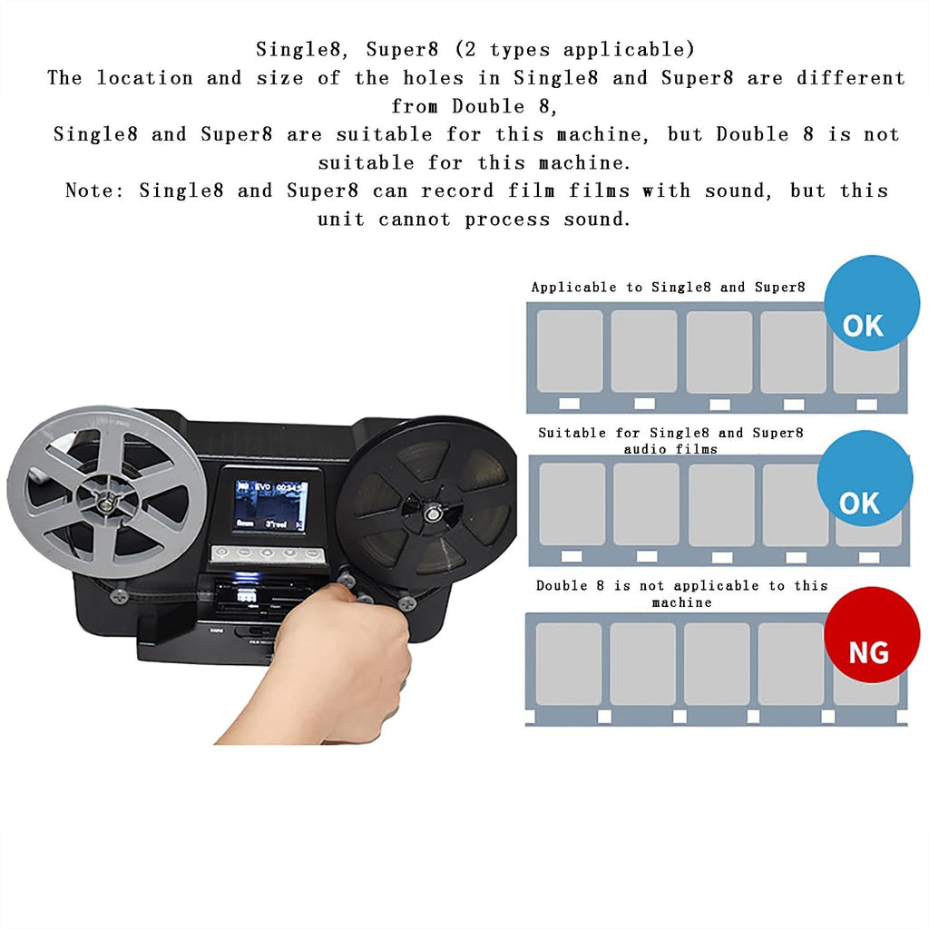 Portable Film Scanner, 2.4' LCD Display Digitizer Converter for Converts Single8 & Super8 Films, Supported USB Outpu & Mp4 Viewing
