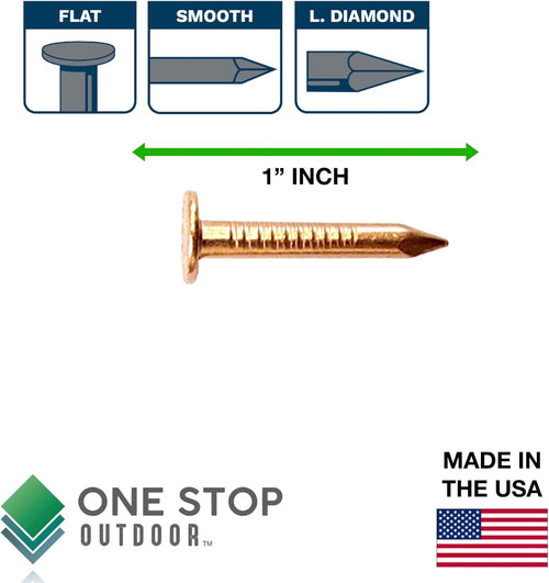 (1000-Pack) 1 Inch Copper USA MADE Nails Roofing Finish - Solid Pure Copper Slate Spikes Flashing Furniture Boat - Highest Quality Nails (1000)