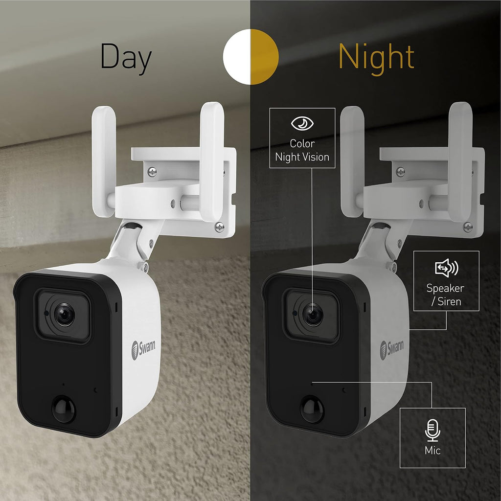 Swann Fourtify Security Camera System with 64GB Micro SD Card,1080p Wireless Surveillance Cameras Outdoor Indoor, 1+3 Cam No Hub Required, Night Vision, Siren 2-Way Audio Heat and Motion Detection