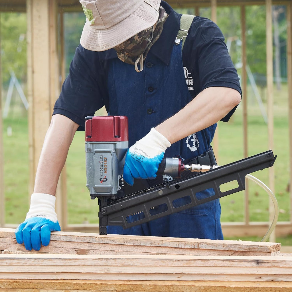 NR2183 Framing nailer 21 Degree Plastic Strip Nailer 2-Inch up to 3-1/4-Inch Plastic Collated Full Head Framing Nails Steel Magazine Light Weight Fast Speed