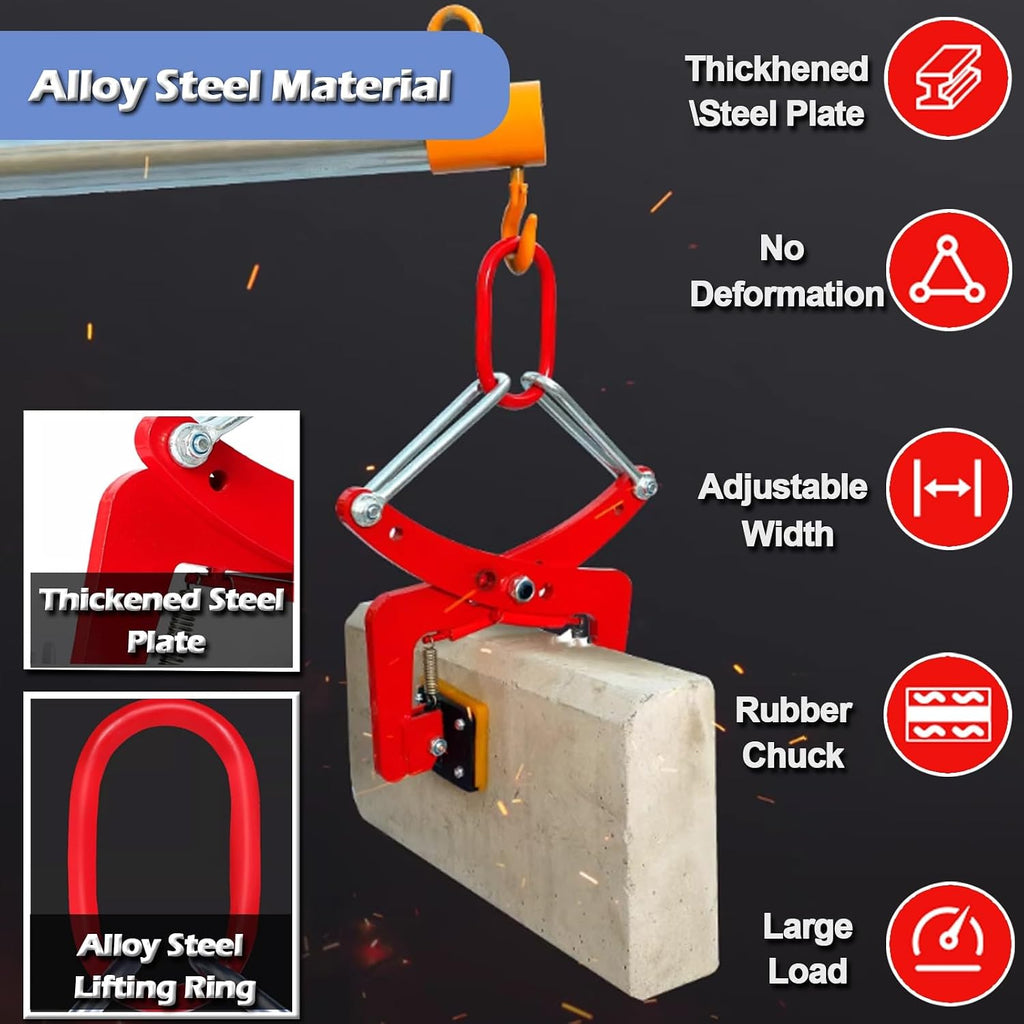 Stone Lifting Clamps with 2 Pairs Of Rubber Mats, Heavy Duty Scissor Granite Slab Carrying Lifting Clamps for Timber/Steel Sheet/Glass, Slab Lifter for Stone Handling Road Construction(Opening size 12