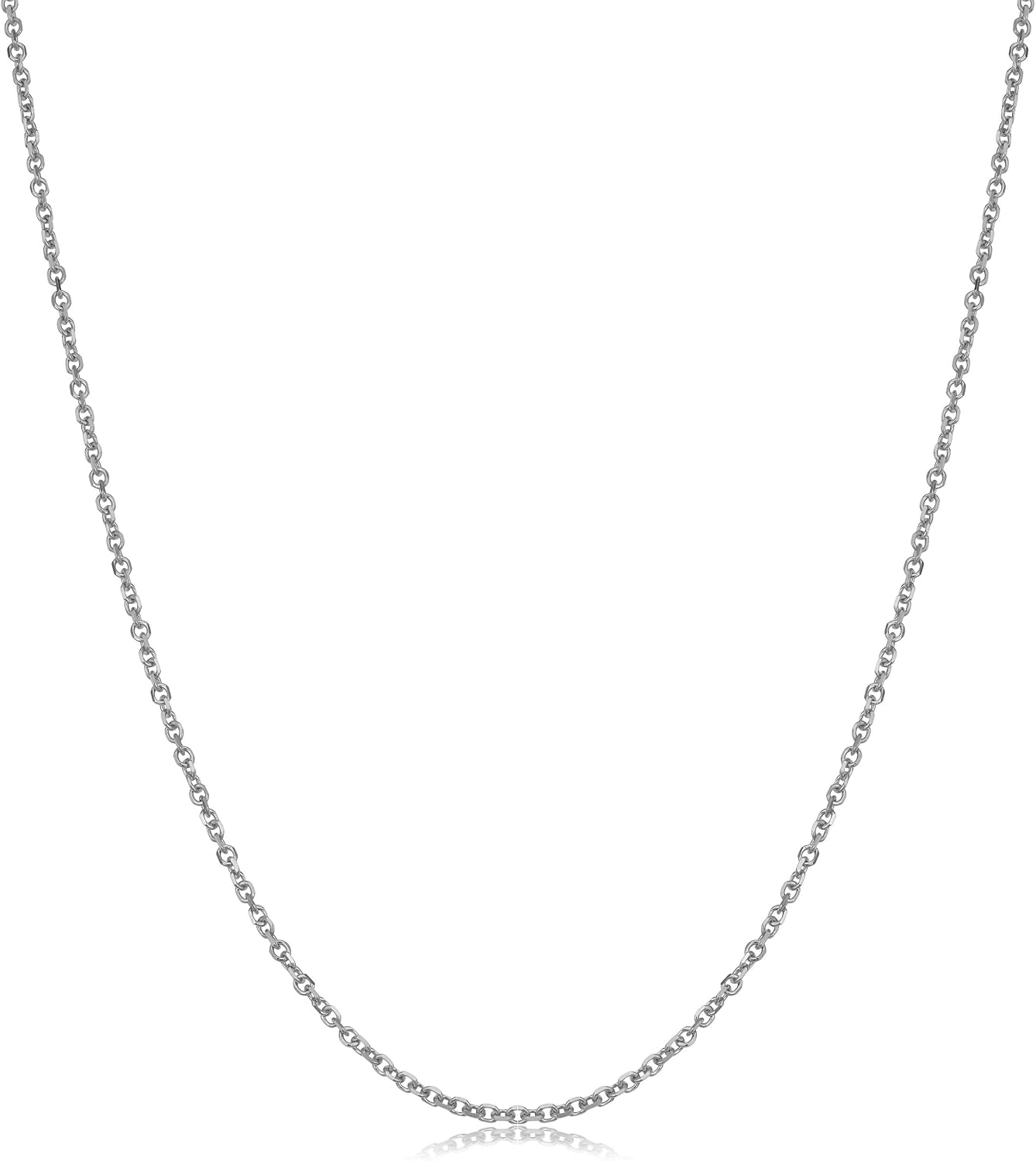 Kooljewelry 14k White Gold 1.5 mm Diamond-cut Cable Chain Necklace (16, 18, 20 or 24 inch)
