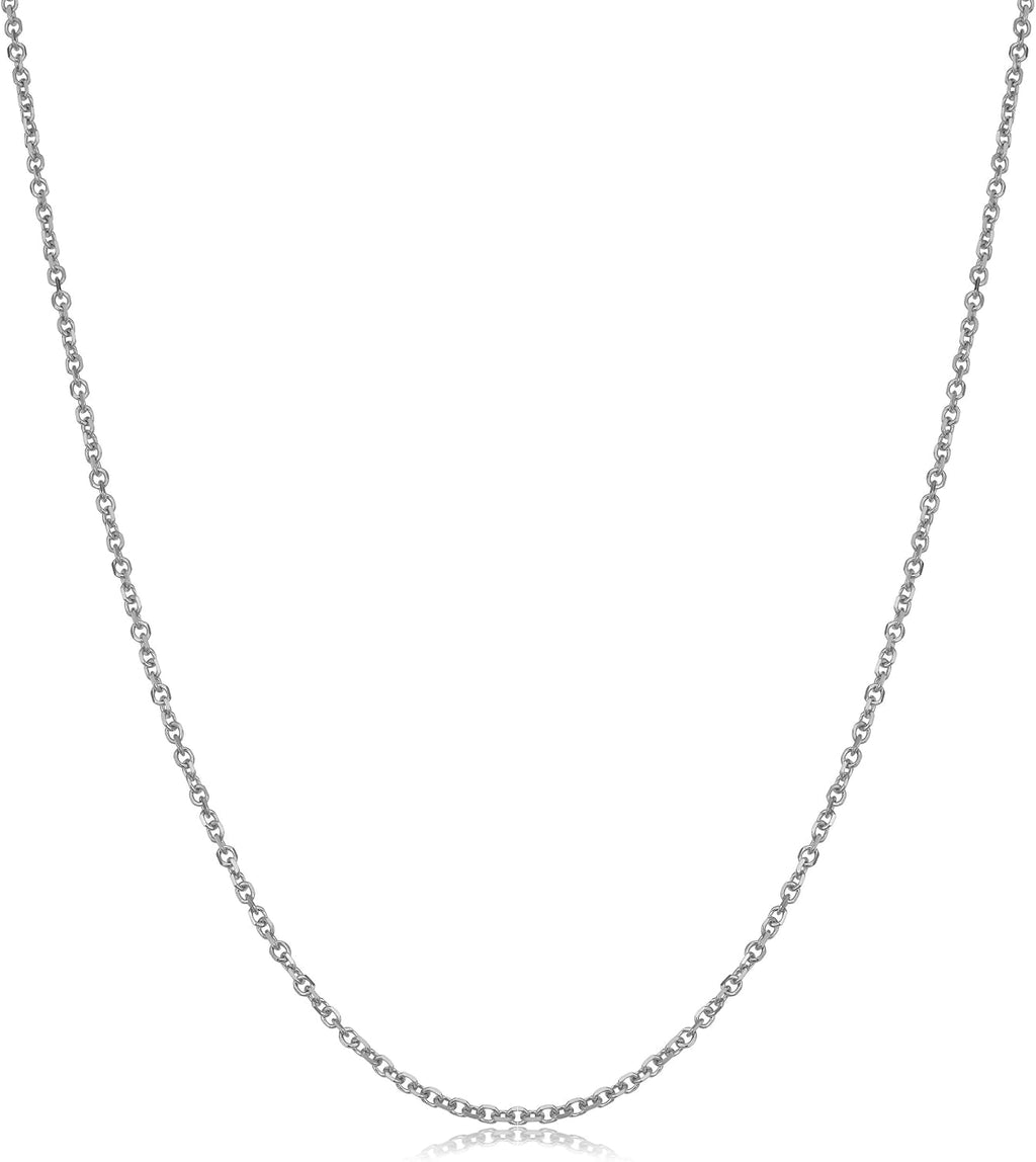 Kooljewelry 14k White Gold 1.5 mm Diamond-cut Cable Chain Necklace (16, 18, 20 or 24 inch)