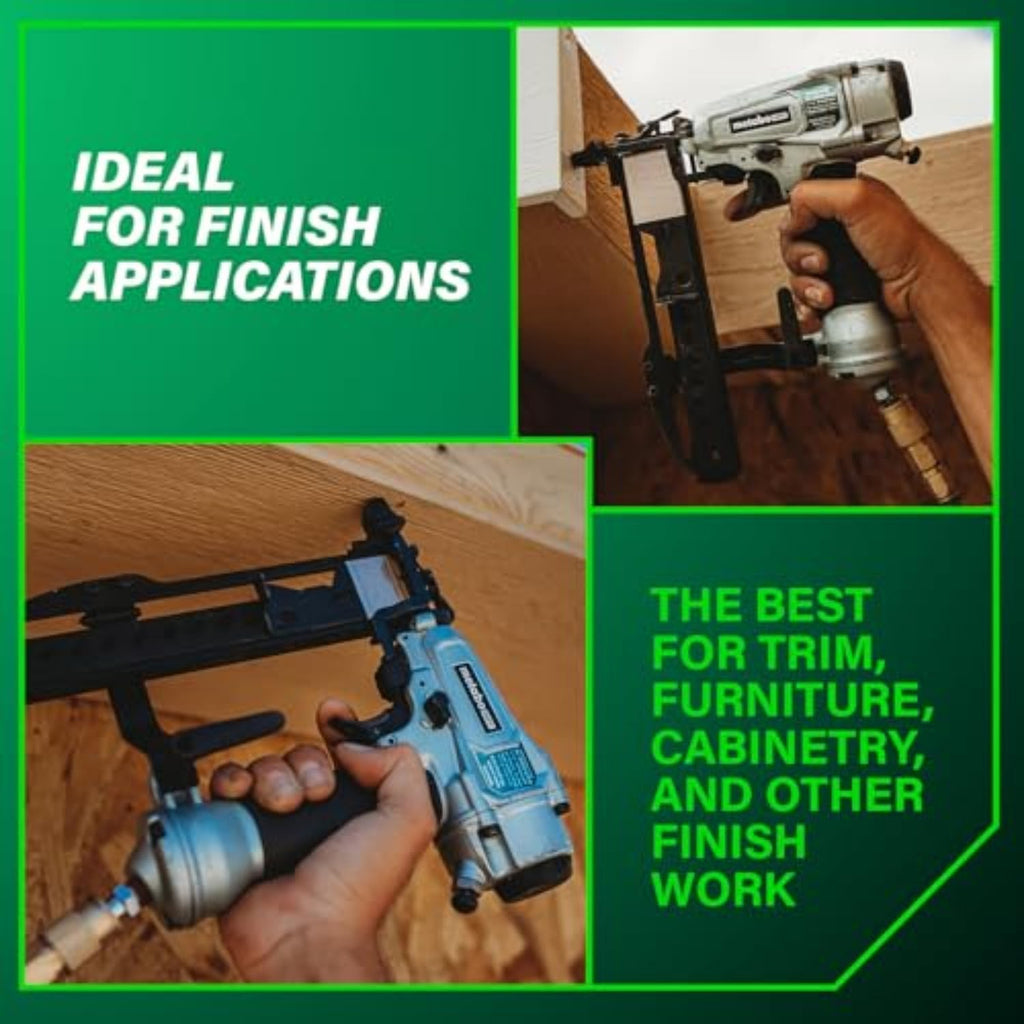 Metabo HPT PRO Finish Stapler, Pro-preferred Pneumatic Power Nailers, Finish Tool for Carpentry & Industrial Uses, All-Metal Key Component, 18 Gauge, 1/4' Crown Staples, Length 1/2' to 1-1/2', N3804A5