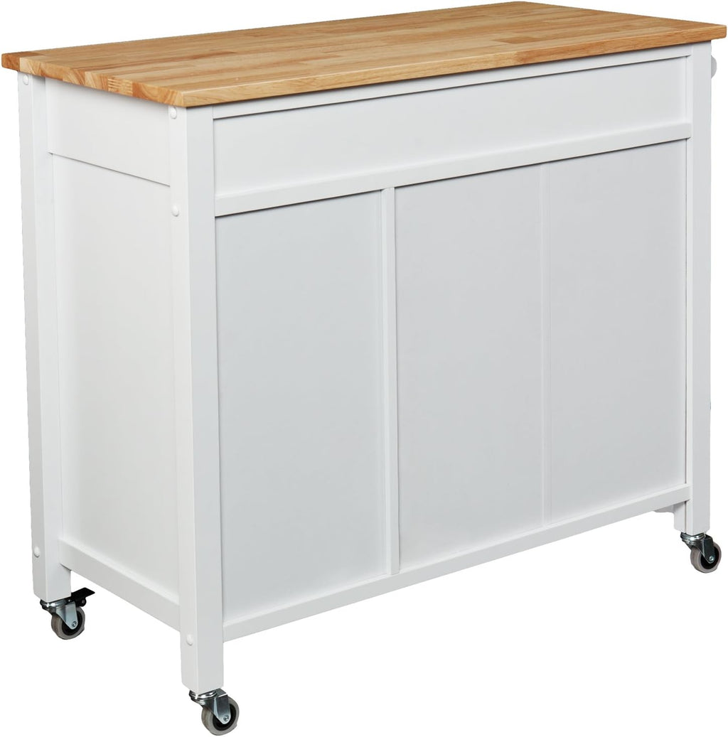 SEI Furniture - Martinville Kitchen Cart - White - Engineered Wood & Iron Metal - Transitional Design - Ideal for Kitchens, Kitchen Islands, Dining Rooms, 42' W x 19' D x 35' H (KA3277)