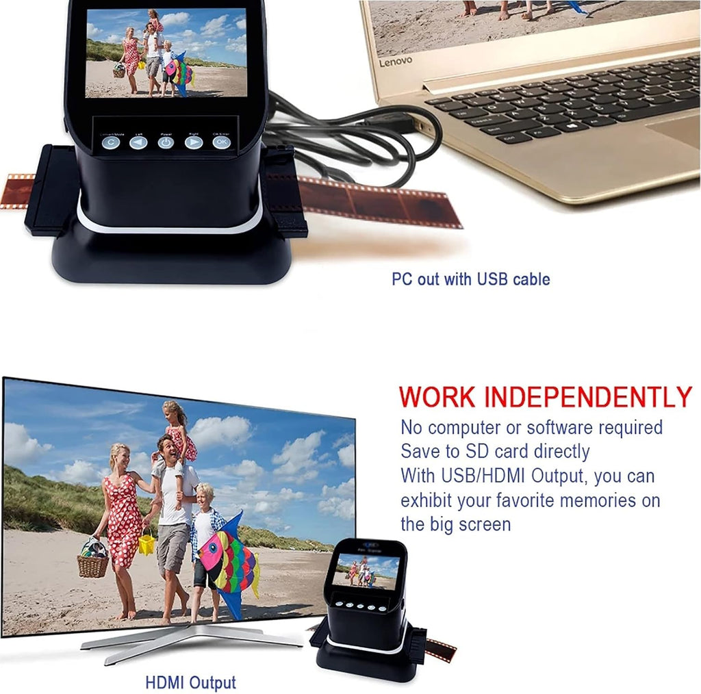 Film Slide Scanner, Digital Film Converter with 4.3'LCD Screen, 120 High Resolution Film Scanner, Convert 35Mm, 135, 126, 127 Negative & Slides to Digital JPEG