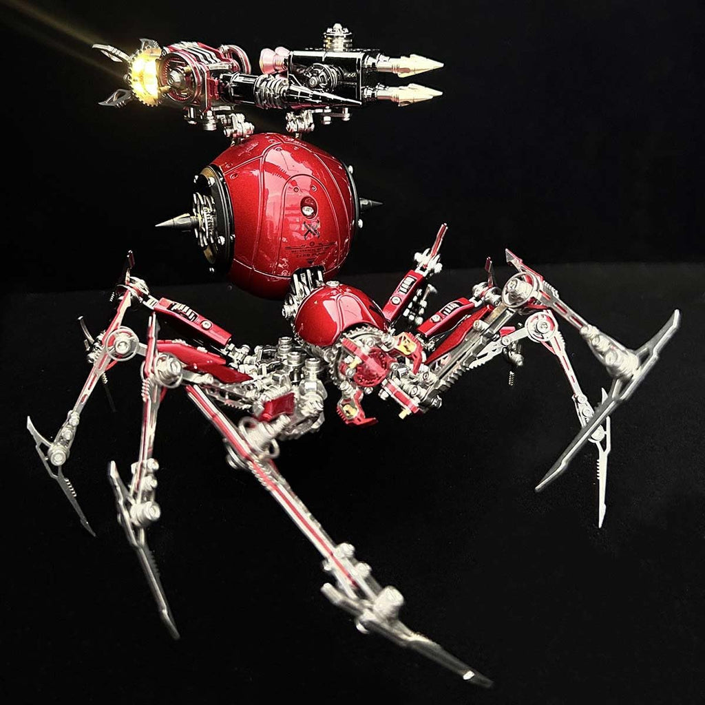 3D Metal Puzzle Spider Model Kit for Adults with Light, 602 PCS Mechanical Metal War Spider Steampunk Animal DIY Assembly Jigsaw Puzzle Model Desk Gifts for Adults