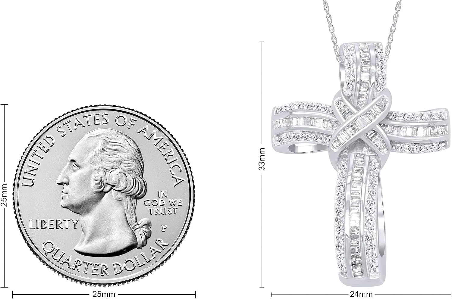 Infinity Cross Diamond Pendant Necklace for Women & Men, 1.00 Cttw Natural or Lab-Grown Diamond in 14K Gold Over 925 Sterling Silver, Religious Christian Jewelry Gift with 18' Chain