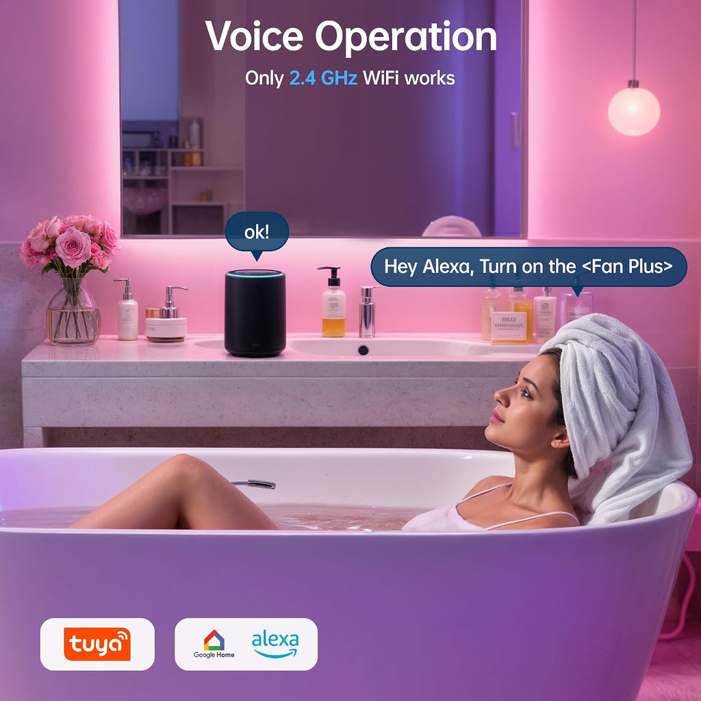 Smart Bathroom Exhaust Fan with Bluetooth Speaker and Light & Humidity Sensor, Powerful 230CFM Exhaust Fan with Alexa/App/Remote Control, Auto-On Humidity & Odor Sensor, Quiet 2.0 Sone (White)
