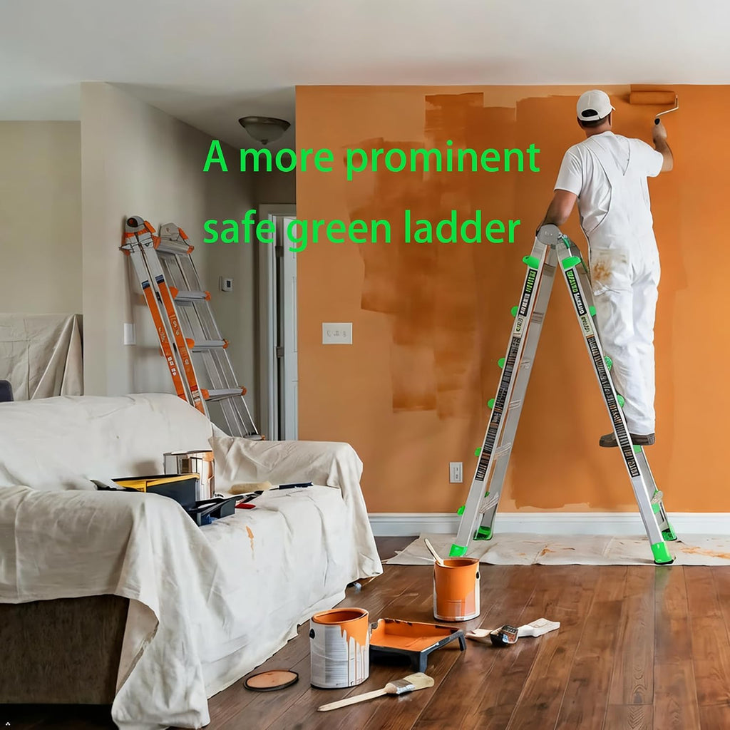 Ladder, Extension Ladders for Home Stairs 14 Ft, 4 Step Multi Position A Frame Ladder with Stabilizer Bar, Compact Folding, 330 lbs Telescopic Aluminum Adjustable Ladders, Escaleras para Casa