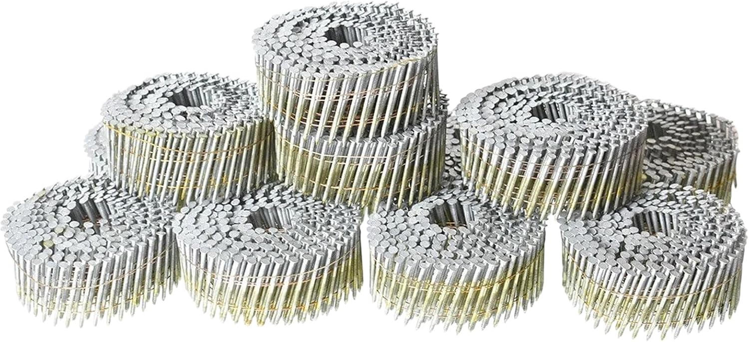 3600Pcs Siding Nails 1-3/4' × .092' Collated Wire Coil Full Round Head 4 Set