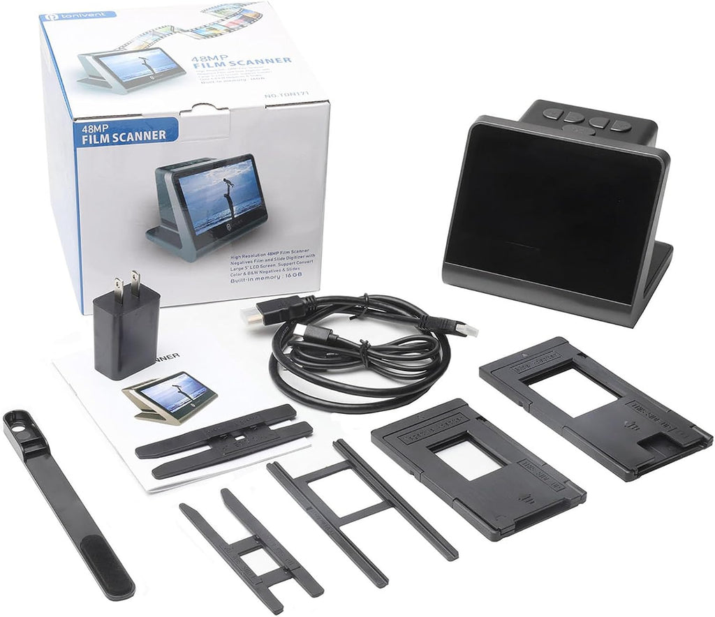 24MP/48MP Pixel 5-inch High-Definition Screen Film Scanner, Supports 35mm/135mm/126mm/110mm/8mm Color Positive and Negative Films