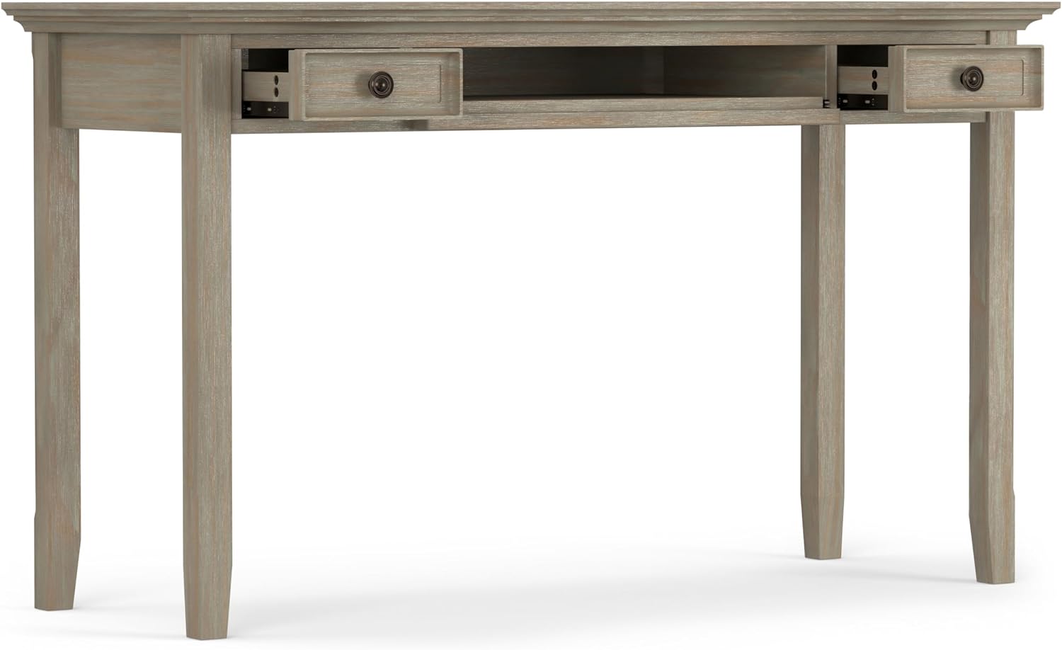 SIMPLIHOME Amherst Desk and Bookcase Bundle - 54 inch Wide Solid Wood Desk with Drawers and 30 inch Wide 5-Shelf Bookcase in Distressed Grey, Transitional Home Office Furniture (Set of 2)